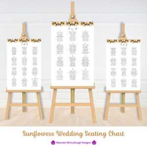 Sunflowers Wedding Seating Chart Bespoke Watercolor Made to Order