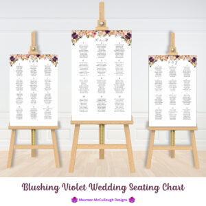 Blushing Violet Wedding Seating Chart Bespoke Watercolor Made to Order