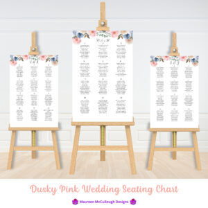 Dusky Pink Wedding Seating Chart Bespoke Watercolor Made to Order