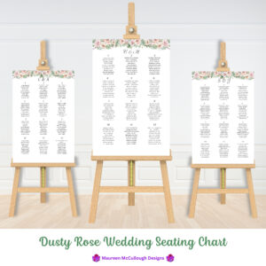 Dusty Rose Wedding Seating Chart Bespoke Watercolor Made to Order