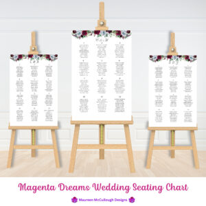 Magenta Dreams Wedding Seating Chart Bespoke Watercolor Made to Order