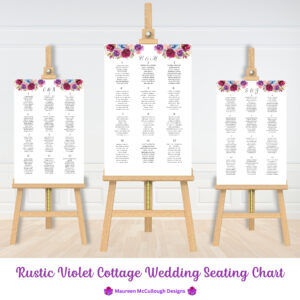 Rustic Violet Cottage Wedding Seating Chart Bespoke Watercolor Made to Order
