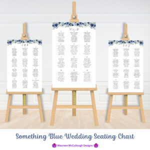 Something Blue Wedding Seating Chart Bespoke Watercolor Made to Order