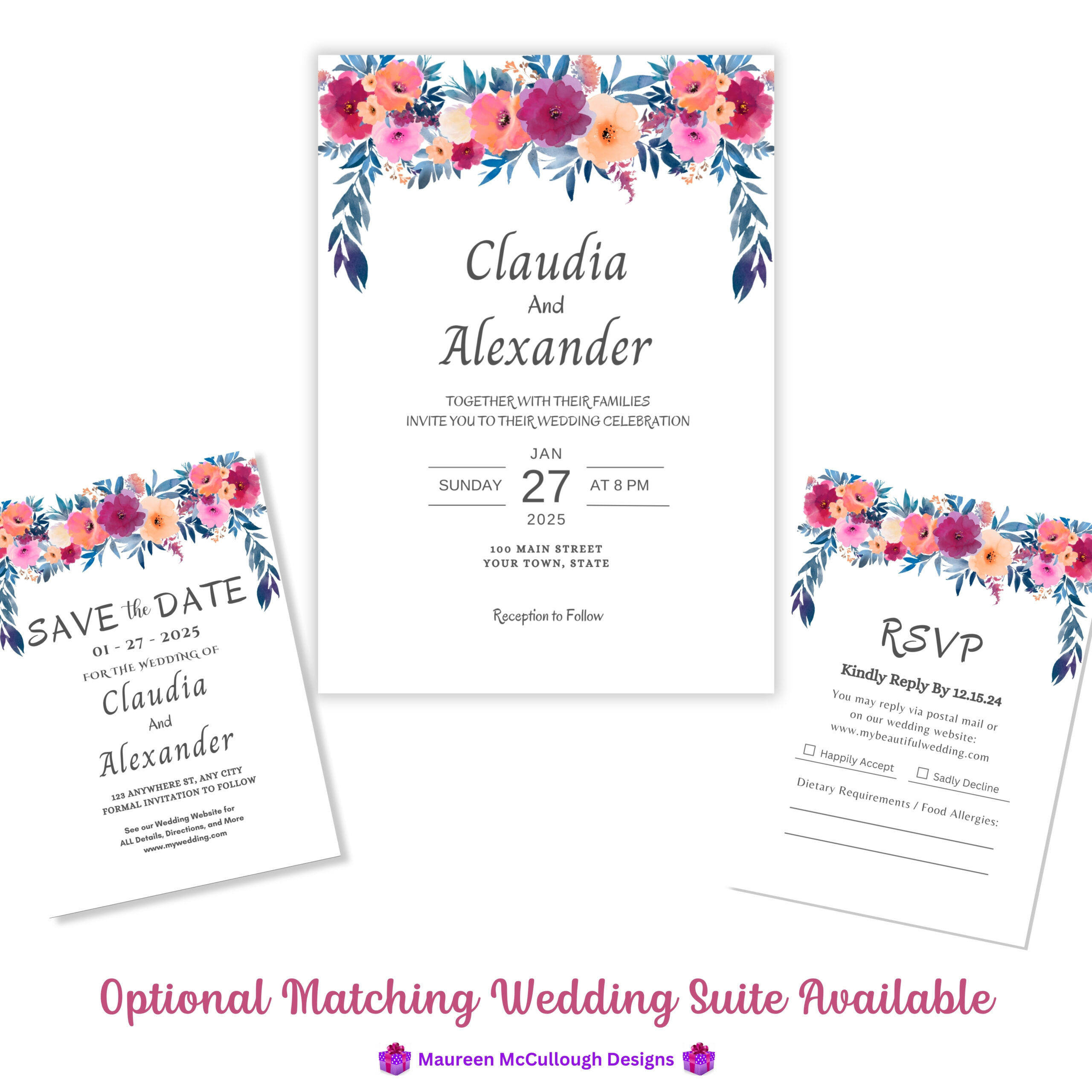 Summer Love Wedding Seating Chart Bespoke Watercolor Made to Order