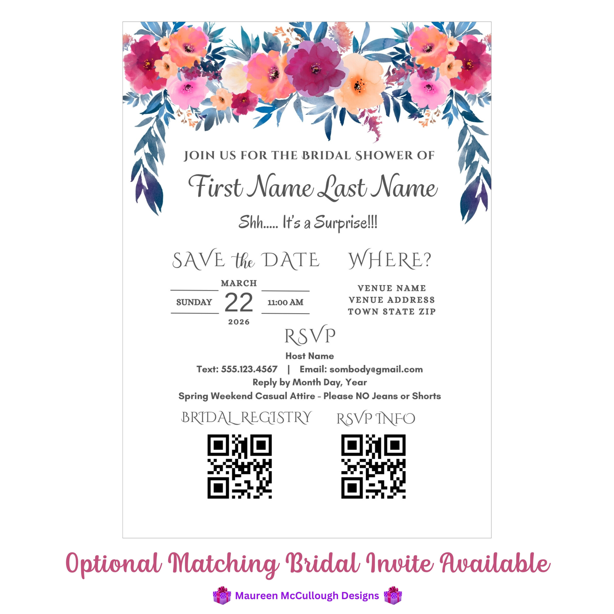 Summer Love Wedding Seating Chart Bespoke Watercolor Made to Order