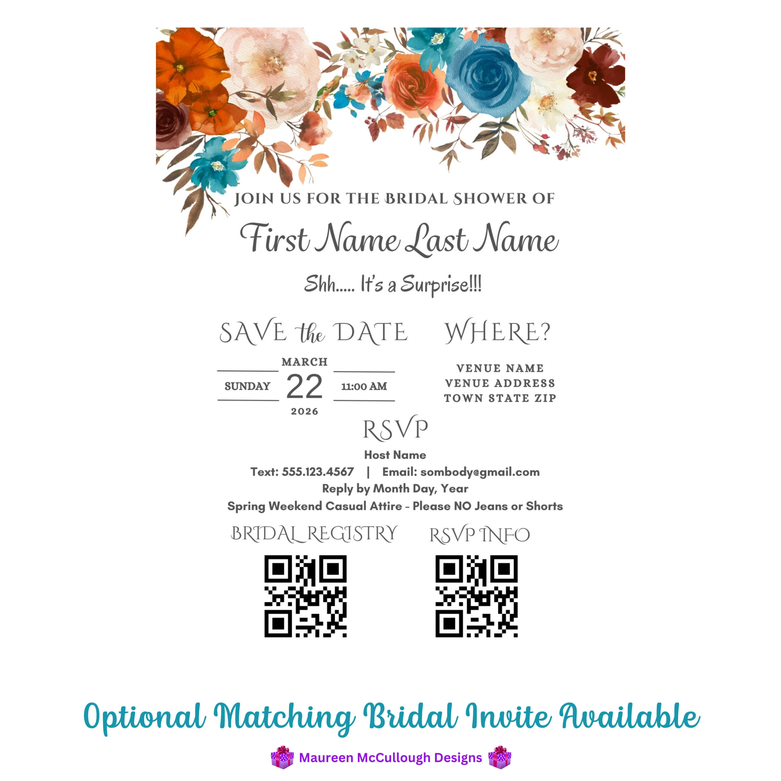 Terra Cotta Teal Wedding Seating Chart Bespoke Watercolor Made to Order