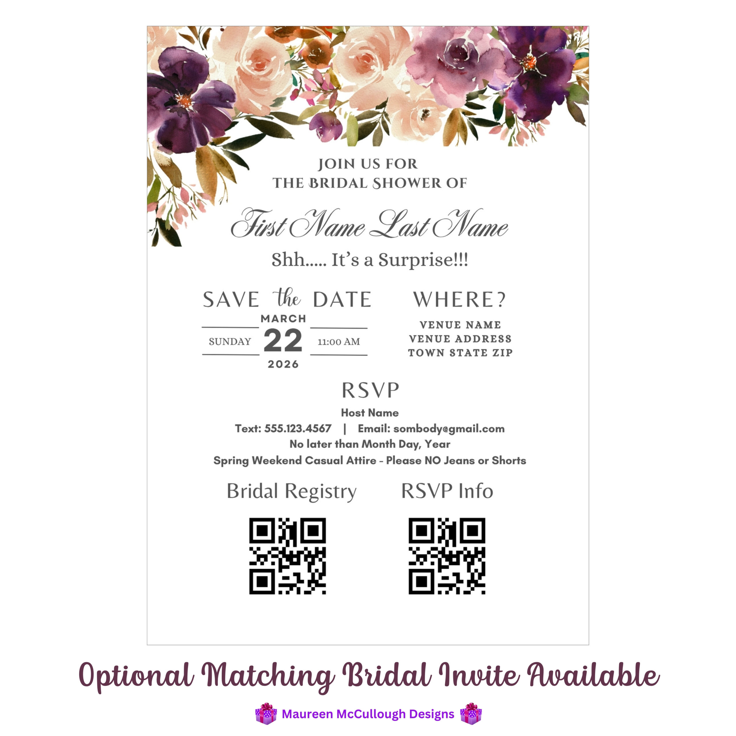 Blushing Violet Wedding Seating Chart Bespoke Watercolor Made to Order