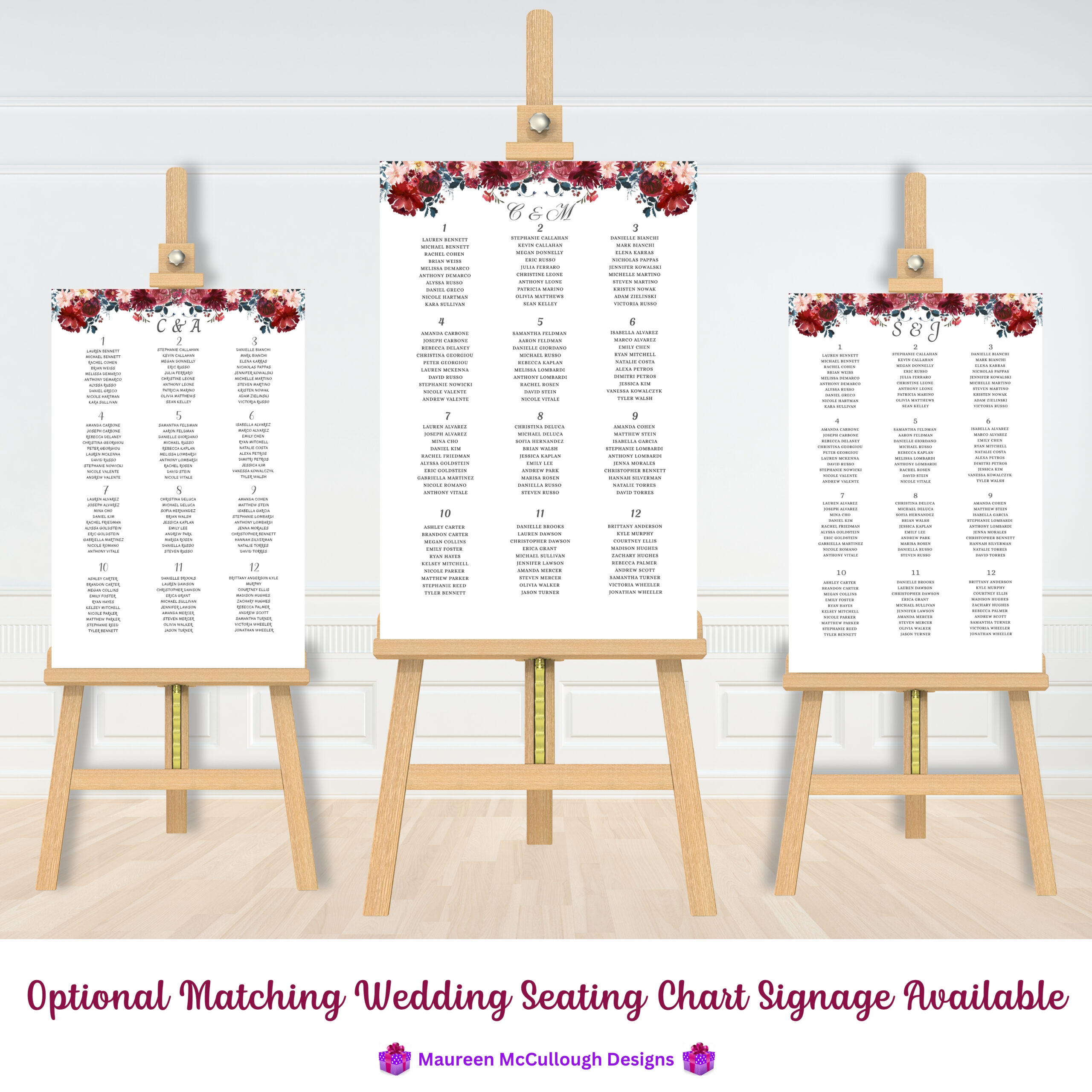 Matching Wedding Signage Burgundy Holly